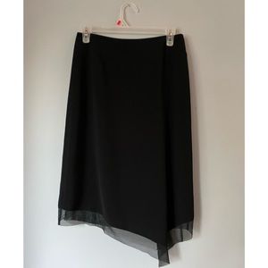 Vintage Asymmetrical Mesh Trim Midi Skirt (M)